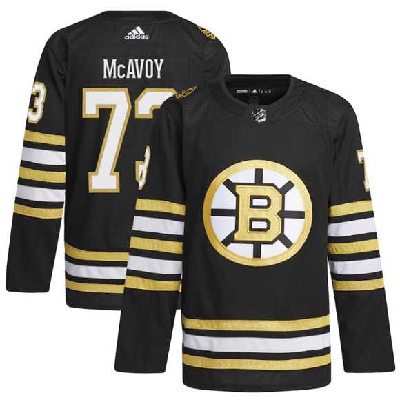 Men%27s Boston Bruins #73 Charlie McAvoy Black 100th Anniversary Stitched Jersey Dzhi->boston bruins->NHL Jersey